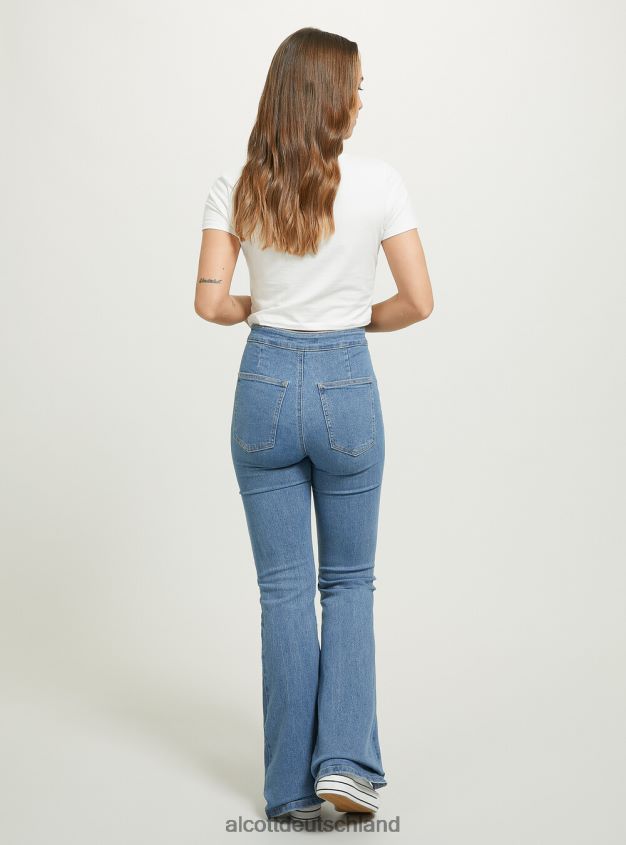 Kleidung de Alcott Frauen Jeggings mit ausgestellter hoher Taille d002 mitteldunkelblau 88J68R89