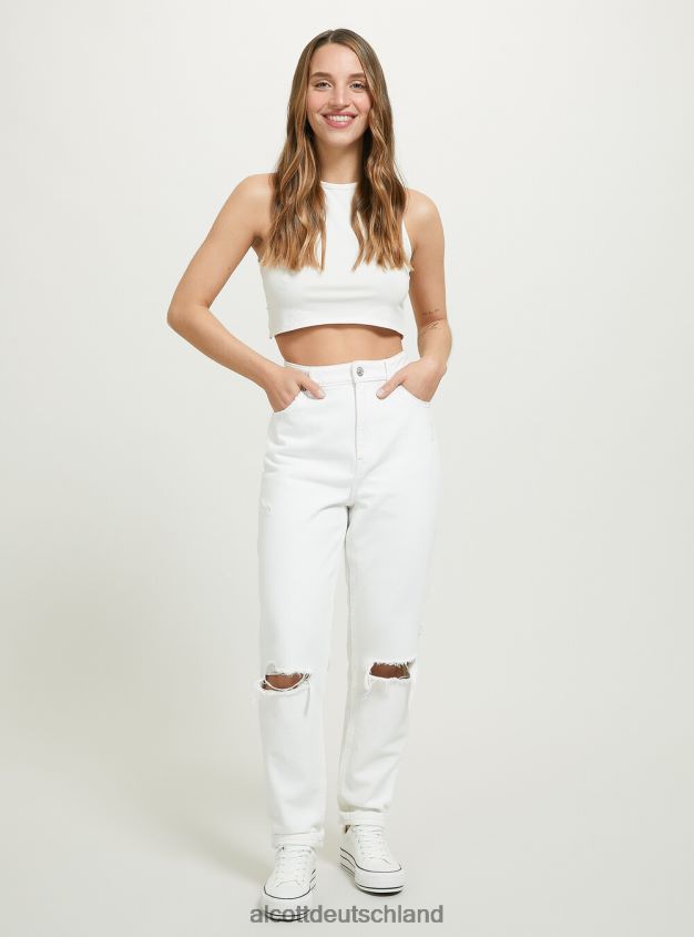 Kleidung de Alcott Frauen Mom-Fit-Jeans mit Rissen d099 weiß 88J68R51
