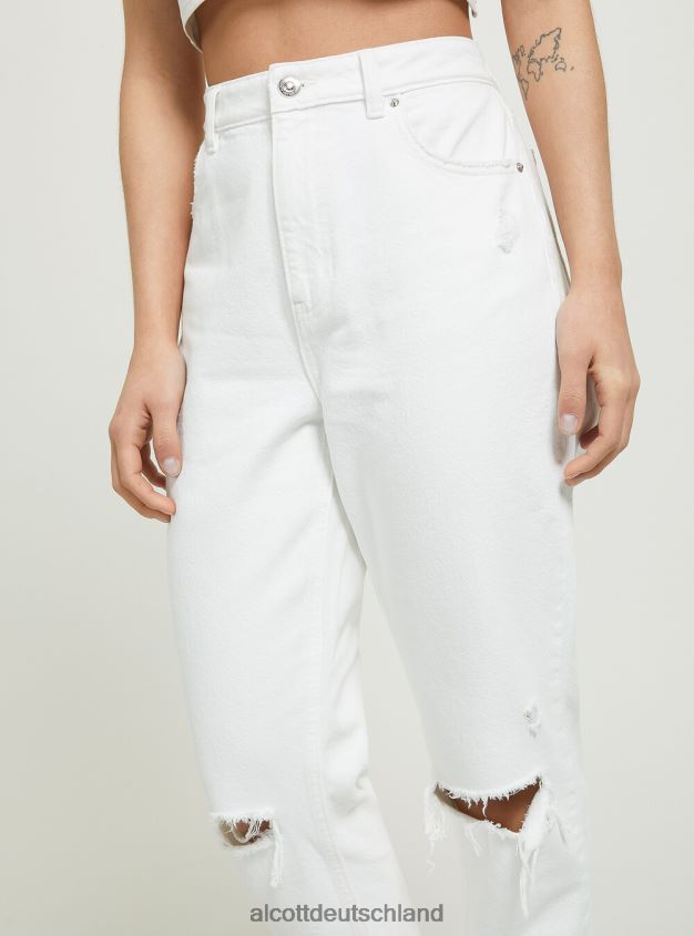Kleidung de Alcott Frauen Mom-Fit-Jeans mit Rissen d099 weiß 88J68R51