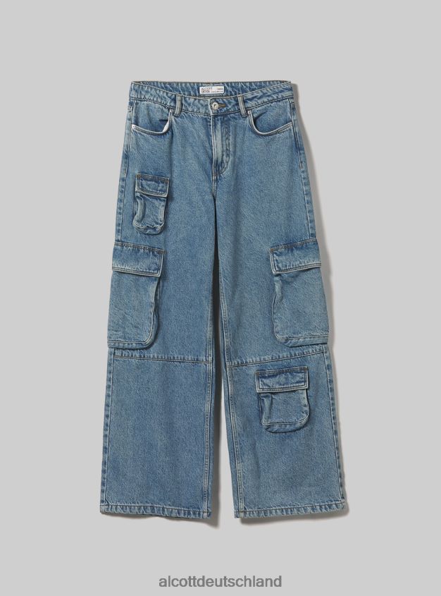 Kleidung de Alcott Frauen Multi-Cargo-Jeans mit bequemer Passform d006 azurblau 88J68R115