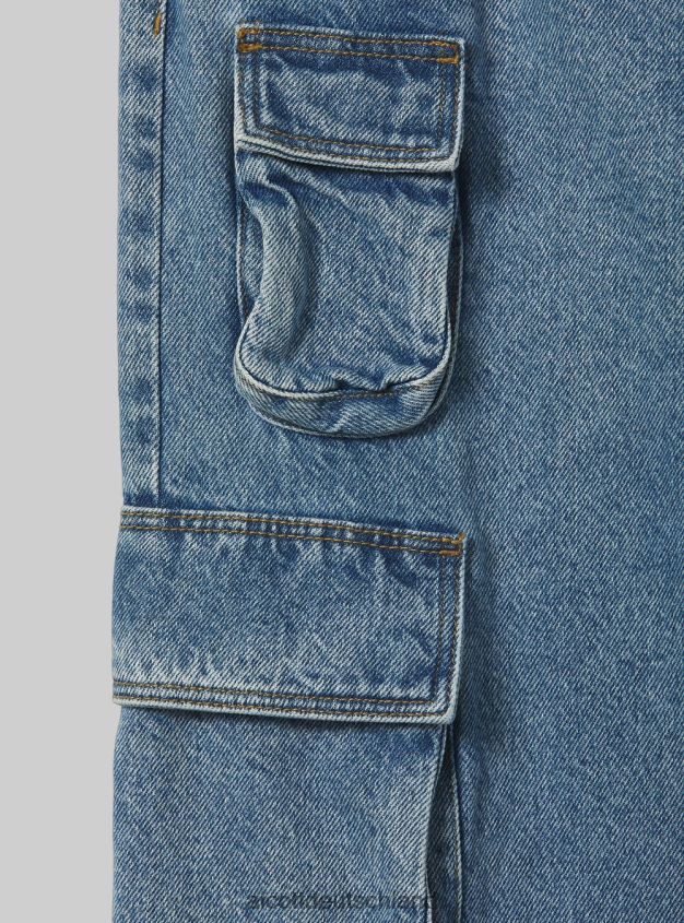 Kleidung de Alcott Frauen Multi-Cargo-Jeans mit bequemer Passform d006 azurblau 88J68R115