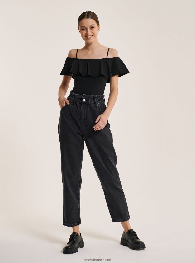 Kleidung de Alcott Frauen Body aus Baumwolle mit Rüschen c2274 azzurre 88J68R318