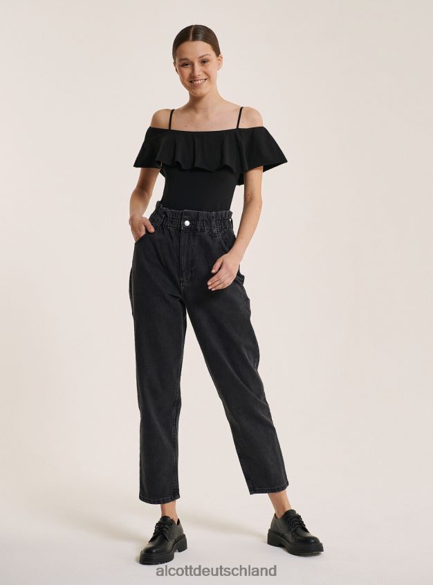 Kleidung de Alcott Frauen Body aus Baumwolle mit Rüschen c2274 azzurre 88J68R318