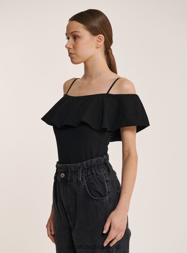 Kleidung de Alcott Frauen Body aus Baumwolle mit Rüschen c2274 azzurre 88J68R318