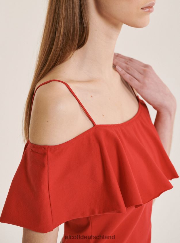 Kleidung de Alcott Frauen Body aus Baumwolle mit Rüschen c2274 azzurre 88J68R395