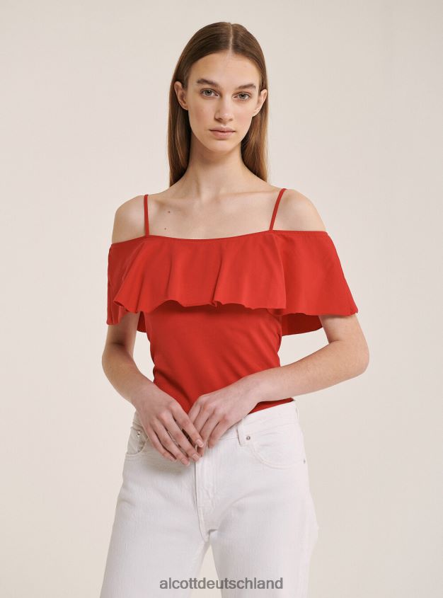 Kleidung de Alcott Frauen Body aus Baumwolle mit Rüschen c2274 azzurre 88J68R395