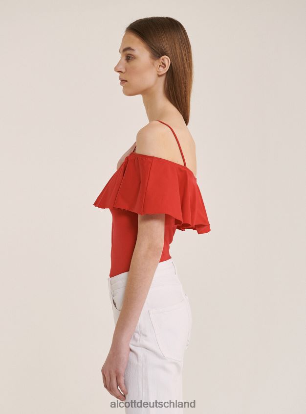 Kleidung de Alcott Frauen Body aus Baumwolle mit Rüschen c2274 azzurre 88J68R395