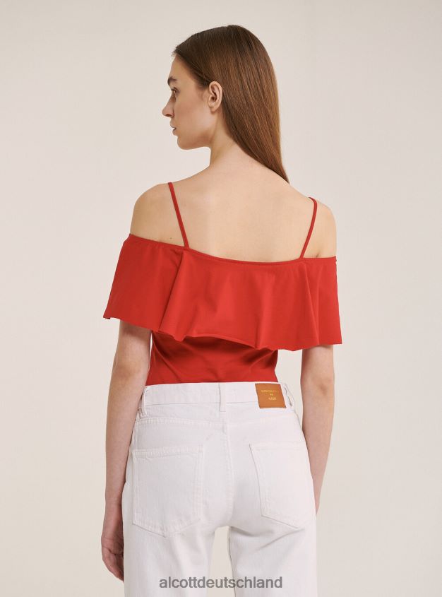 Kleidung de Alcott Frauen Body aus Baumwolle mit Rüschen c2274 azzurre 88J68R395