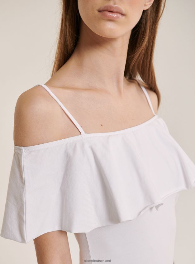 Kleidung de Alcott Frauen Body aus Baumwolle mit Rüschen c2274 azzurre 88J68R425