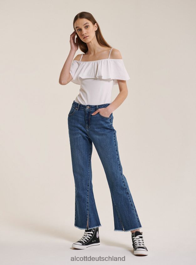 Kleidung de Alcott Frauen Body aus Baumwolle mit Rüschen c2274 azzurre 88J68R425