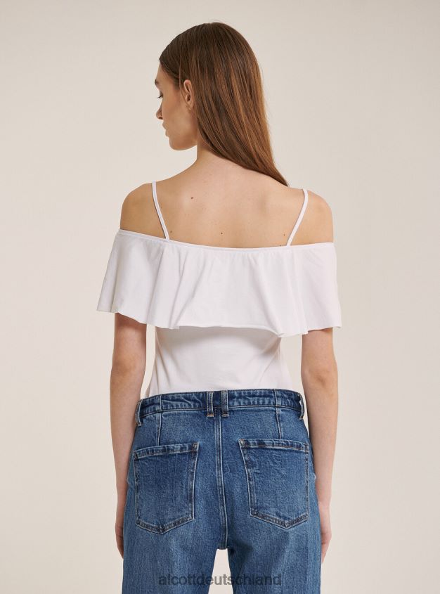 Kleidung de Alcott Frauen Body aus Baumwolle mit Rüschen c2274 azzurre 88J68R425