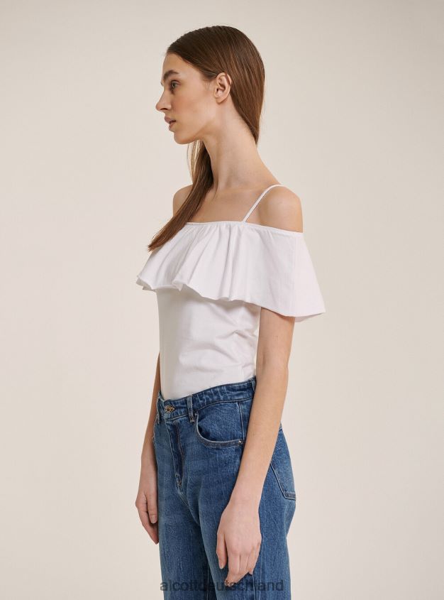 Kleidung de Alcott Frauen Body aus Baumwolle mit Rüschen c2274 azzurre 88J68R425