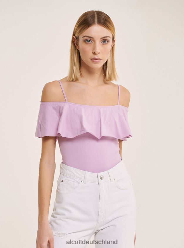 Kleidung de Alcott Frauen Body aus Baumwolle mit Rüschen c2274 azzurre 88J68R71