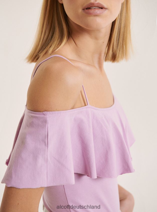 Kleidung de Alcott Frauen Body aus Baumwolle mit Rüschen c2274 azzurre 88J68R71