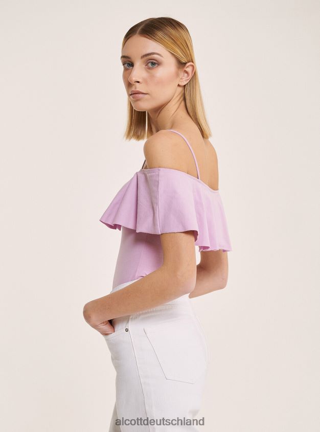 Kleidung de Alcott Frauen Body aus Baumwolle mit Rüschen c2274 azzurre 88J68R71