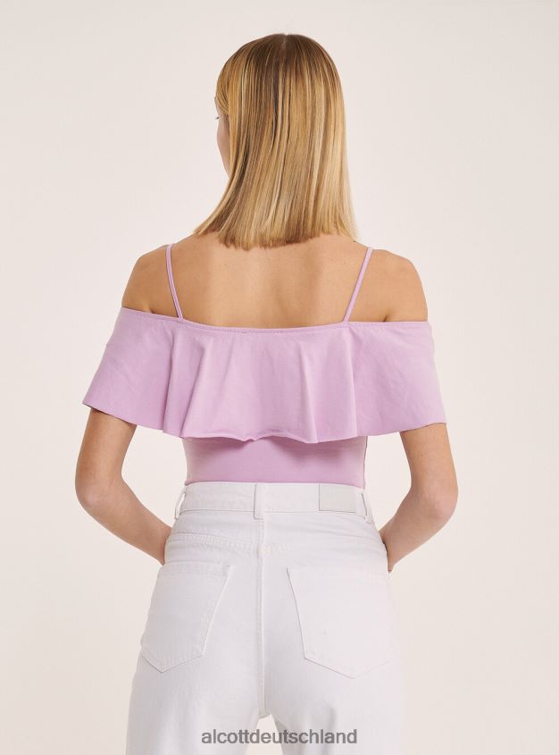 Kleidung de Alcott Frauen Body aus Baumwolle mit Rüschen c2274 azzurre 88J68R71