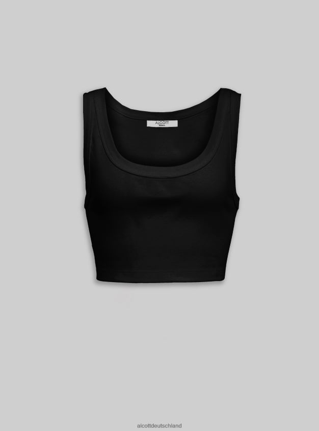 Kleidung de Alcott Frauen Canottta Basic Crop a Costine bk1 schwarz 88J68R438