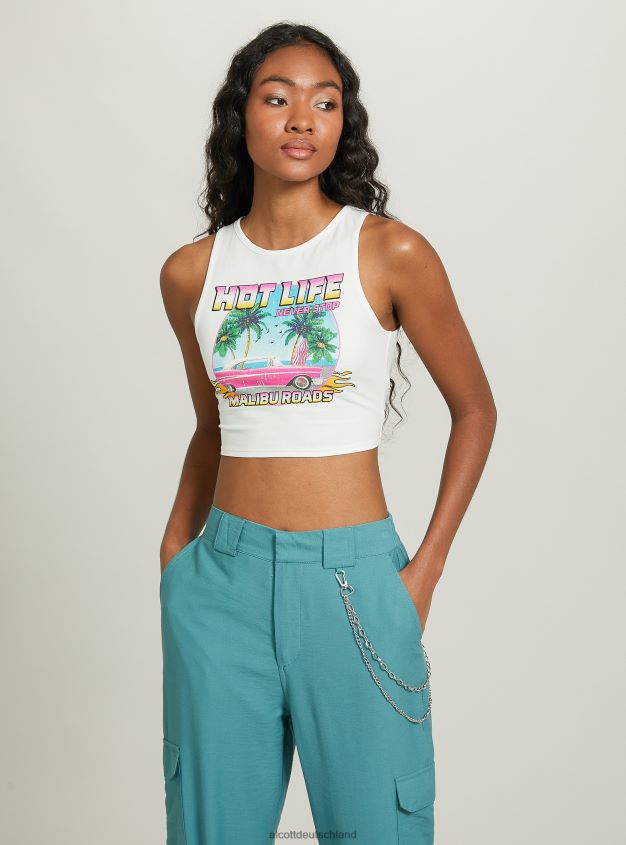 Kleidung de Alcott Frauen Crop-Top mit Schnürung wh2 weiß 88J68R10