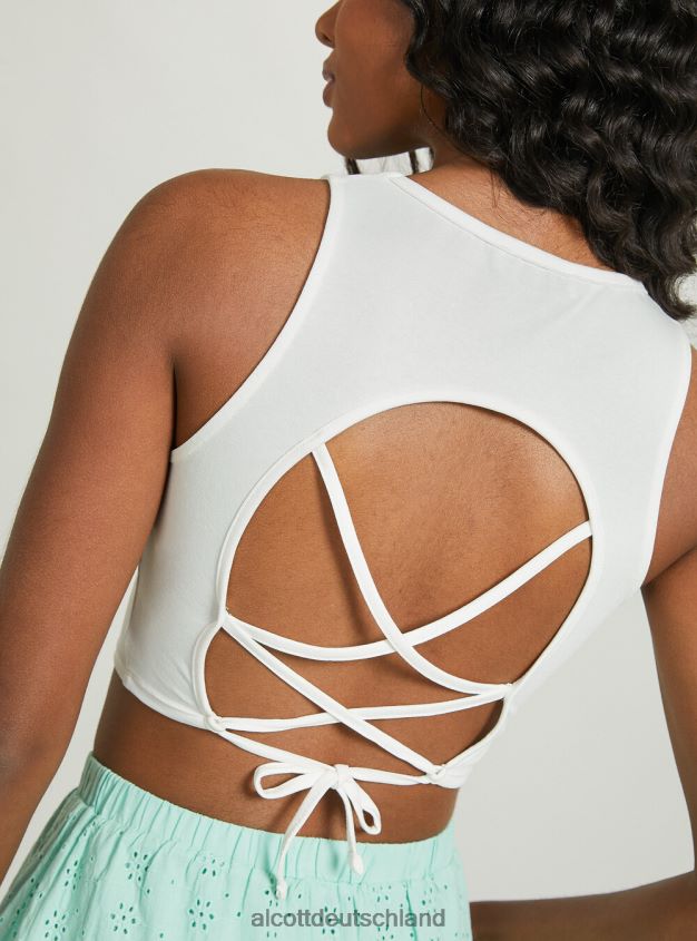 Kleidung de Alcott Frauen Crop-Top mit Schnürung wh2 weiß 88J68R2