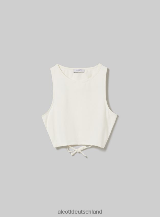 Kleidung de Alcott Frauen Crop-Top mit Schnürung wh2 weiß 88J68R2