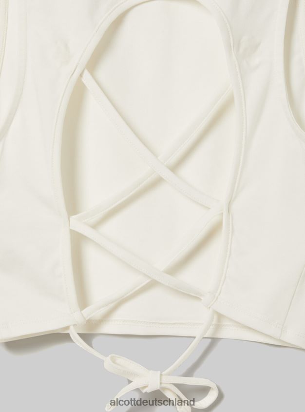 Kleidung de Alcott Frauen Crop-Top mit Schnürung wh2 weiß 88J68R2