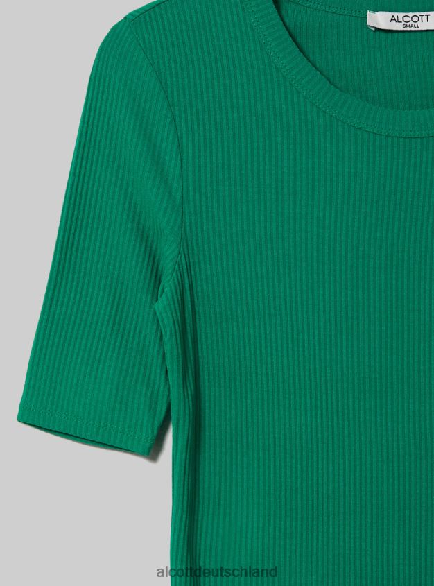 Kleidung de Alcott Frauen Gerippter Kurzarm-Body bk1 schwarz 88J68R74