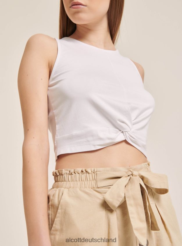 Kleidung de Alcott Frauen Kurzes Basic-Tanktop mit Baumwollknoten bk1 schwarz 88J68R146