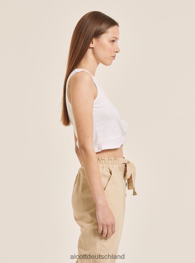 Kleidung de Alcott Frauen Kurzes Basic-Tanktop mit Baumwollknoten bk1 schwarz 88J68R146