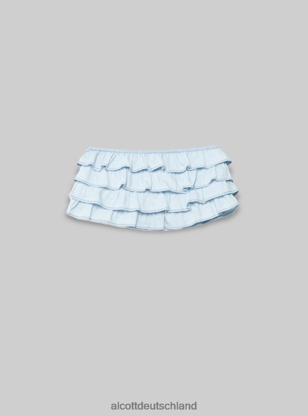 Kleidung de Alcott Frauen Kurzes Jeansoberteil mit Rüschen d005 hellblau 88J68R209