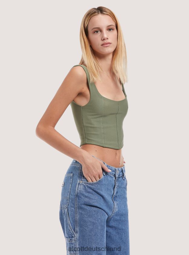 Kleidung de Alcott Frauen Oberteil mit kurzem Bustier ky1 kaky dunkel 88J68R476