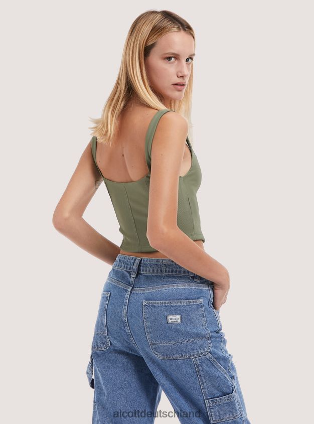 Kleidung de Alcott Frauen Oberteil mit kurzem Bustier ky1 kaky dunkel 88J68R476