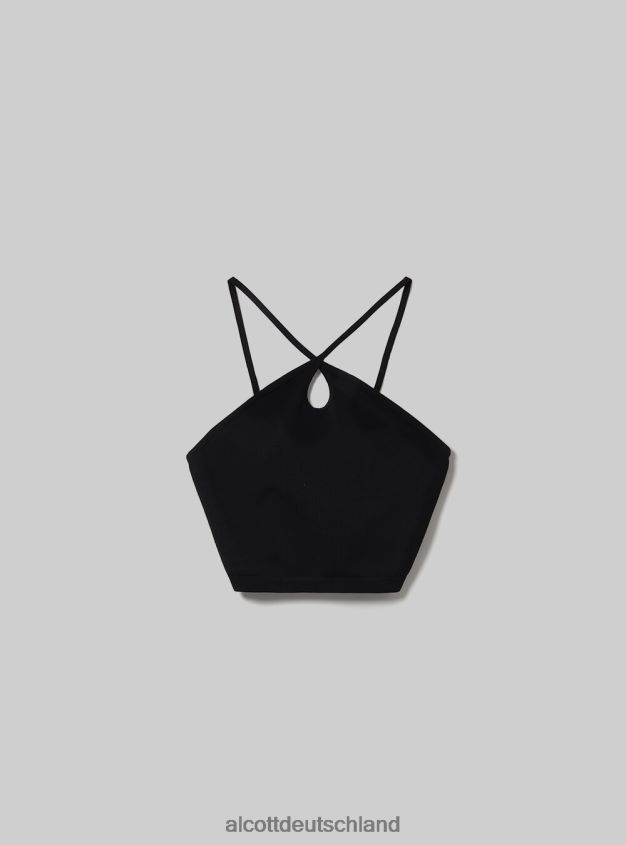 Kleidung de Alcott Frauen Top beschnitten mit inkrotischem Scollo bk1 schwarz 88J68R66