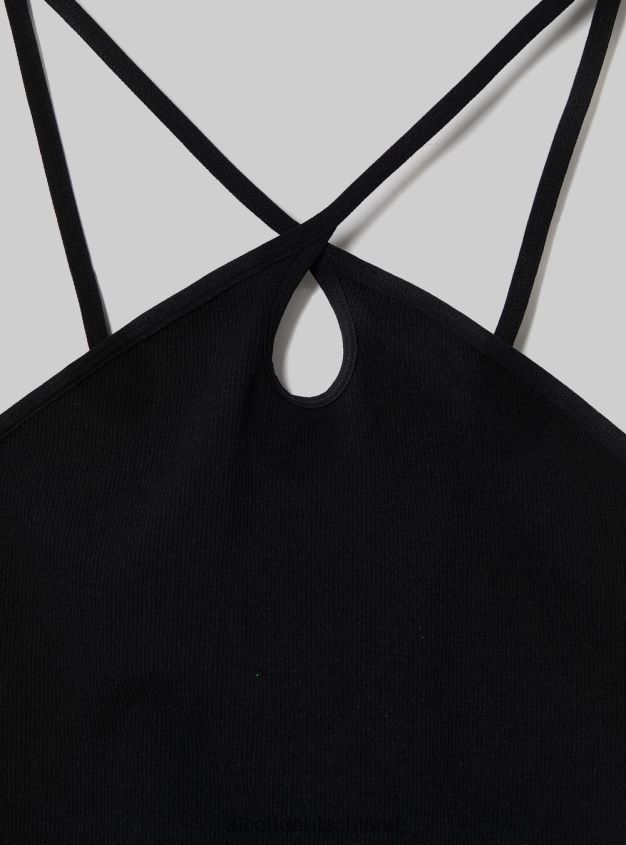 Kleidung de Alcott Frauen Top beschnitten mit inkrotischem Scollo bk1 schwarz 88J68R66