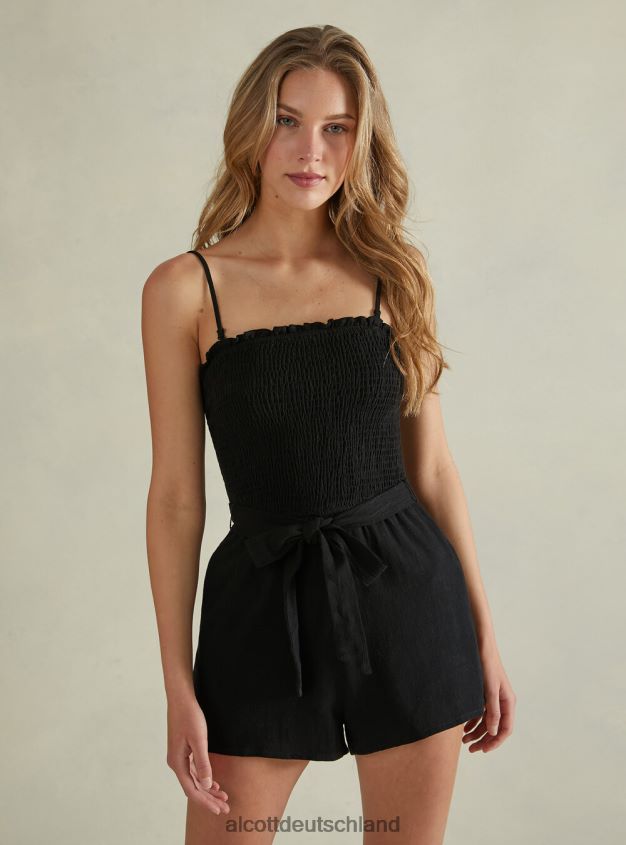 Kleidung de Alcott Frauen Kurzer Overall aus Leinenmischung c0578 beige 88J68R166