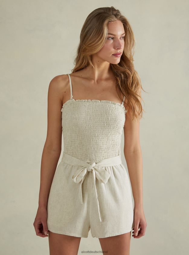 Kleidung de Alcott Frauen Kurzer Overall aus Leinenmischung c0578 beige 88J68R402