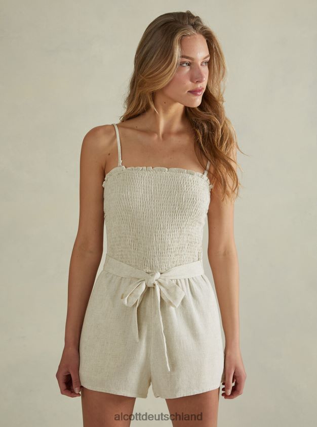 Kleidung de Alcott Frauen Kurzer Overall aus Leinenmischung c0578 beige 88J68R402