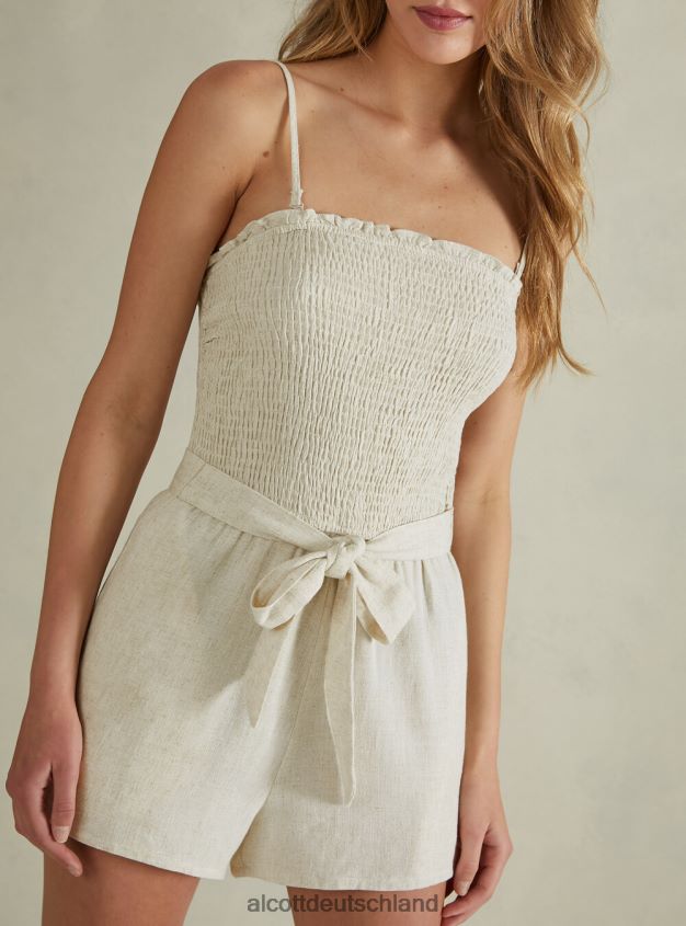 Kleidung de Alcott Frauen Kurzer Overall aus Leinenmischung c0578 beige 88J68R402