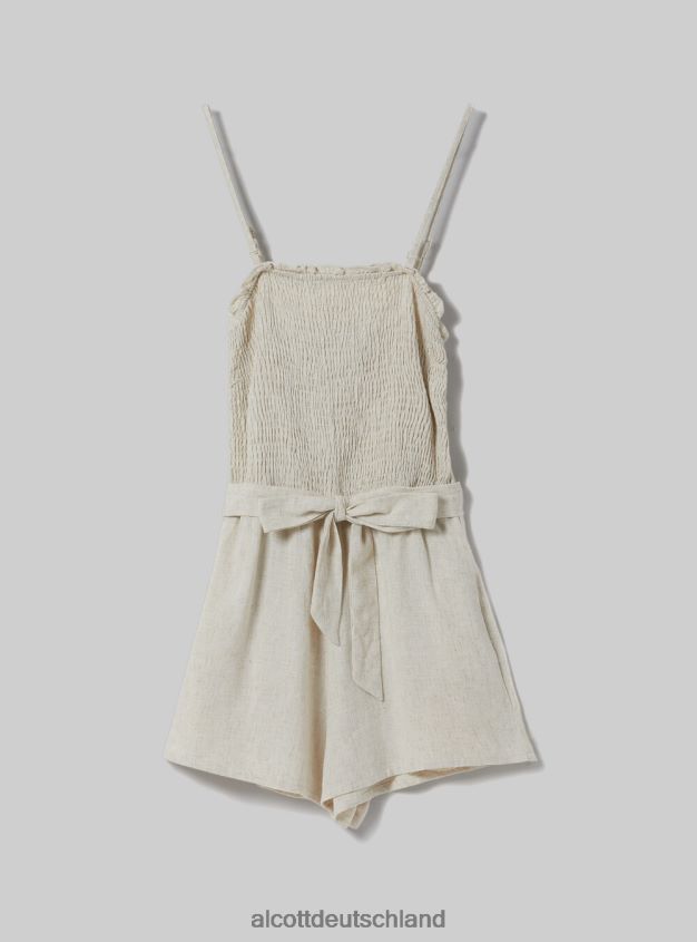 Kleidung de Alcott Frauen Kurzer Overall aus Leinenmischung c0578 beige 88J68R402