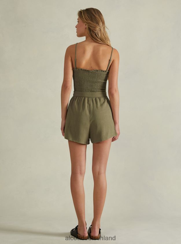 Kleidung de Alcott Frauen Kurzer Overall aus Leinenmischung c0578 beige 88J68R429