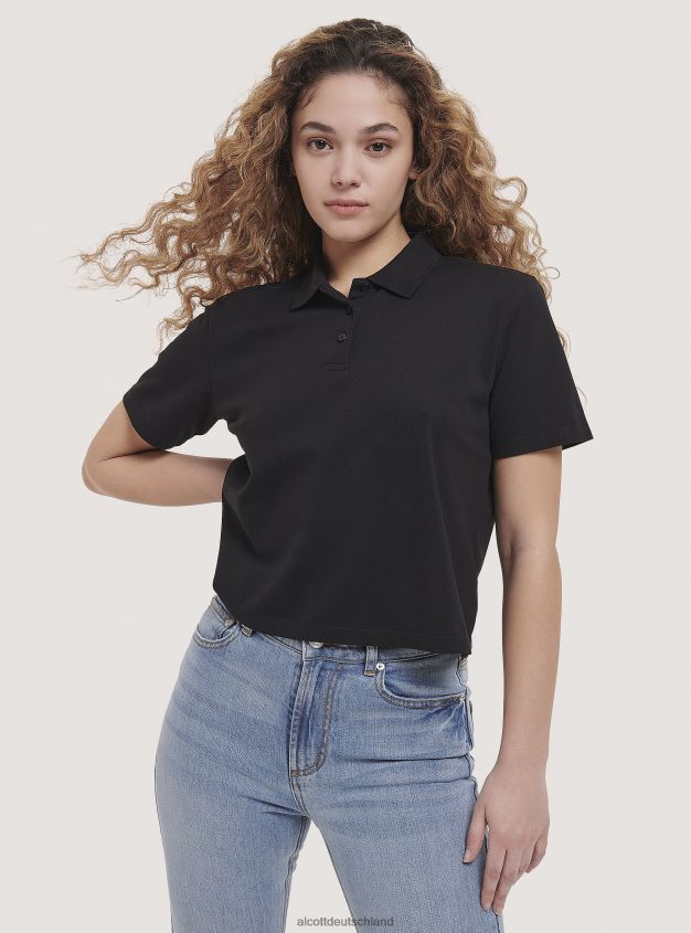 Kleidung de Alcott Frauen Crop-Fit-Poloshirt Weiß 88J68R304
