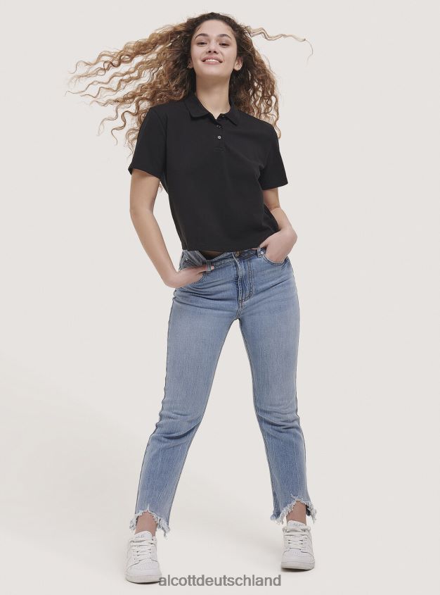 Kleidung de Alcott Frauen Crop-Fit-Poloshirt Weiß 88J68R304