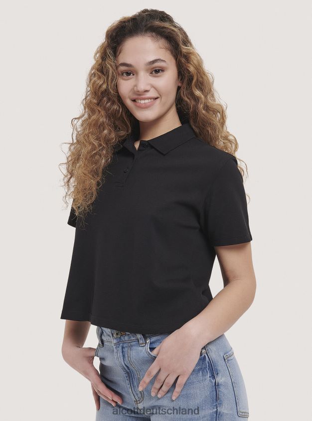 Kleidung de Alcott Frauen Crop-Fit-Poloshirt Weiß 88J68R304