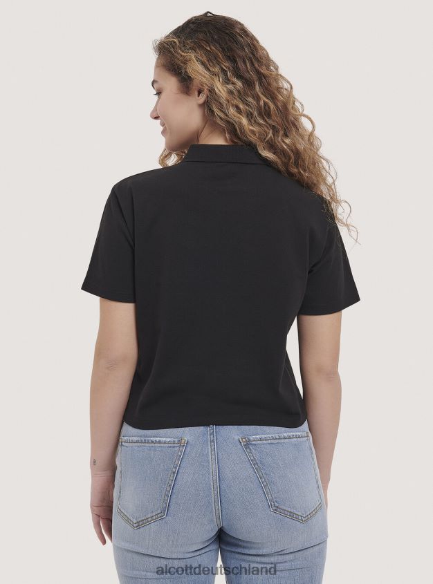 Kleidung de Alcott Frauen Crop-Fit-Poloshirt Weiß 88J68R304