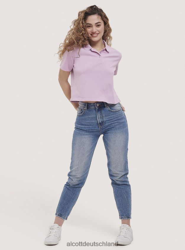 Kleidung de Alcott Frauen Crop-Fit-Poloshirt Weiß 88J68R306