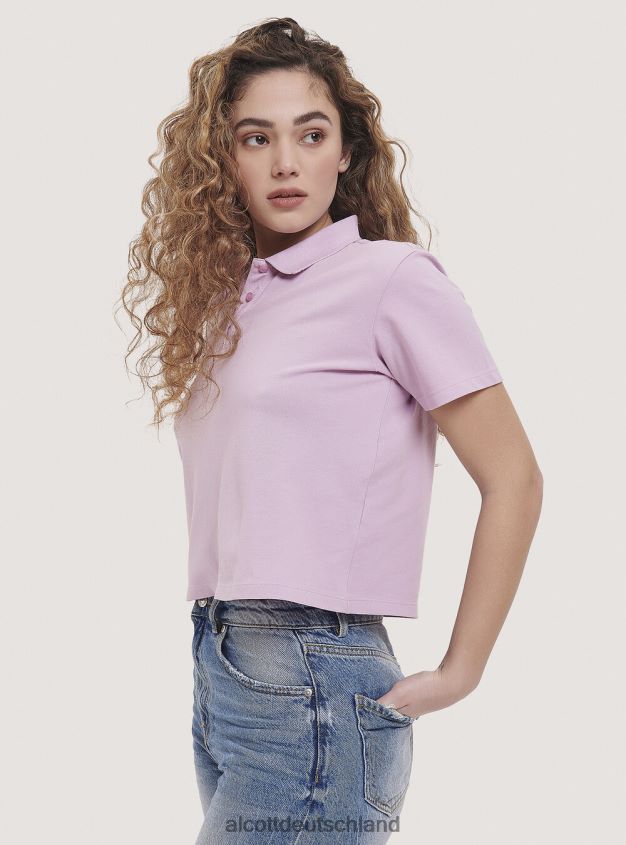 Kleidung de Alcott Frauen Crop-Fit-Poloshirt Weiß 88J68R306