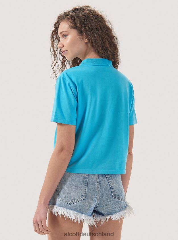 Kleidung de Alcott Frauen Crop-Fit-Poloshirt Weiß 88J68R320