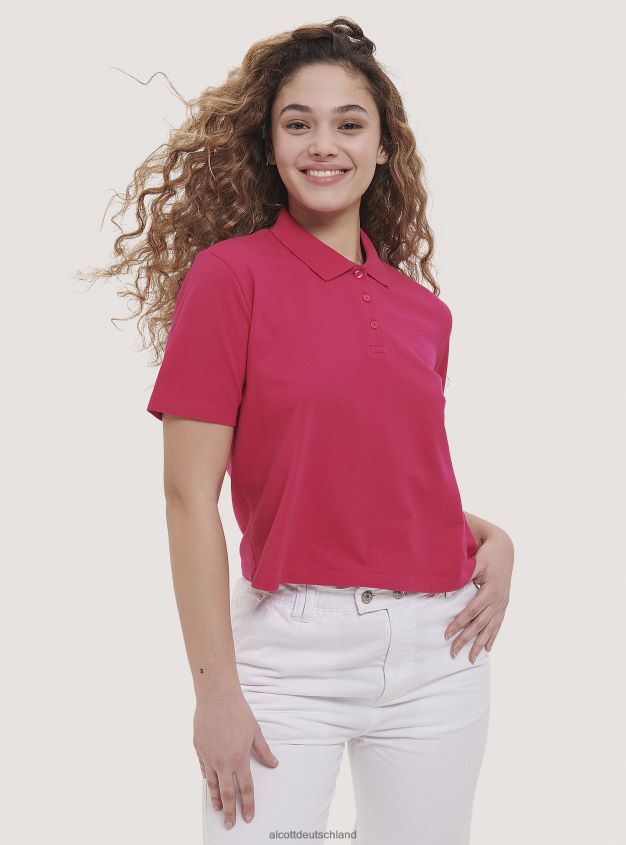 Kleidung de Alcott Frauen Crop-Fit-Poloshirt Weiß 88J68R450