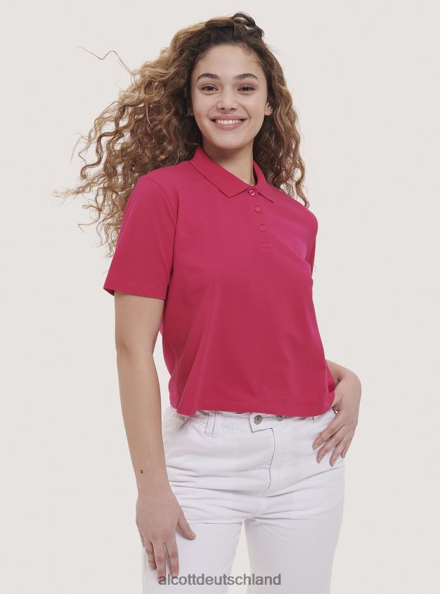 Kleidung de Alcott Frauen Crop-Fit-Poloshirt Weiß 88J68R450