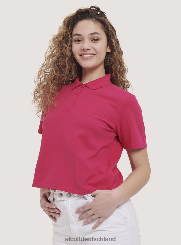 Kleidung de Alcott Frauen Crop-Fit-Poloshirt Weiß 88J68R450