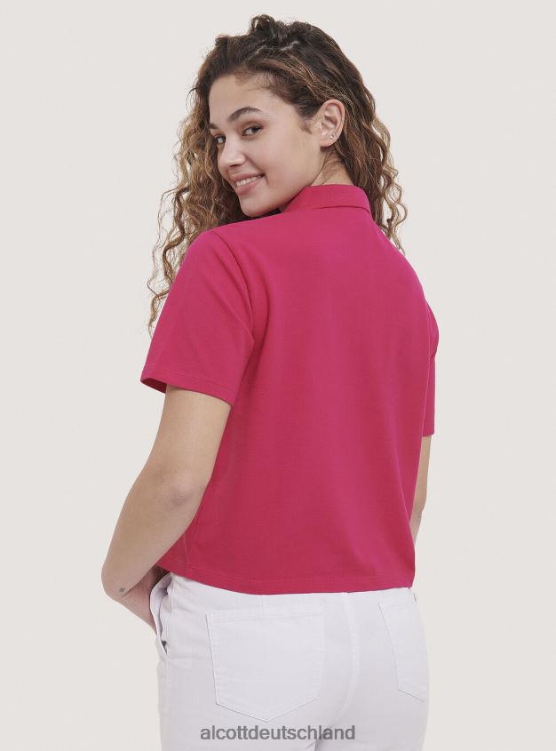 Kleidung de Alcott Frauen Crop-Fit-Poloshirt Weiß 88J68R450